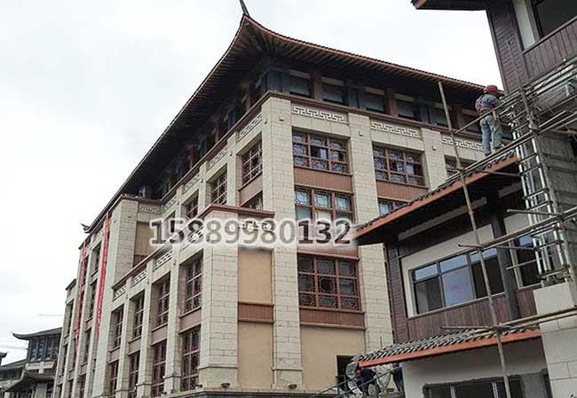 酒店木纹铝窗花效果图